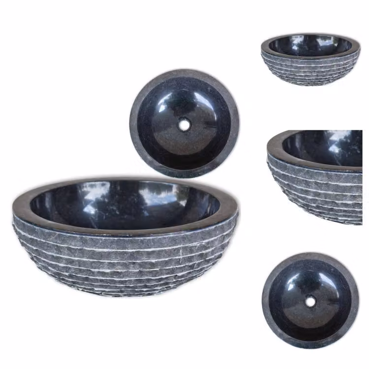 vidaXL Lavabo in marmo 40 cm nero - Lavabo da bagno