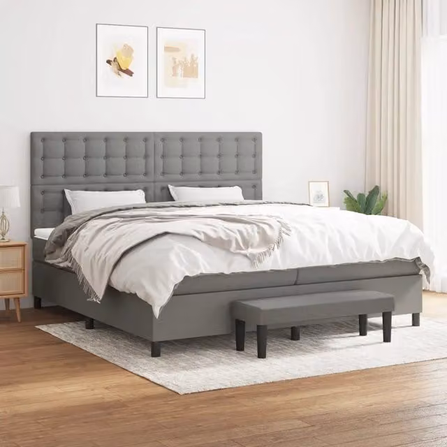 Letto Ibrido con Materasso e Struttura Imbottita vidaXL Grigio e Bianco L: 200 cm, P: 200 cm, H: 128 cm
