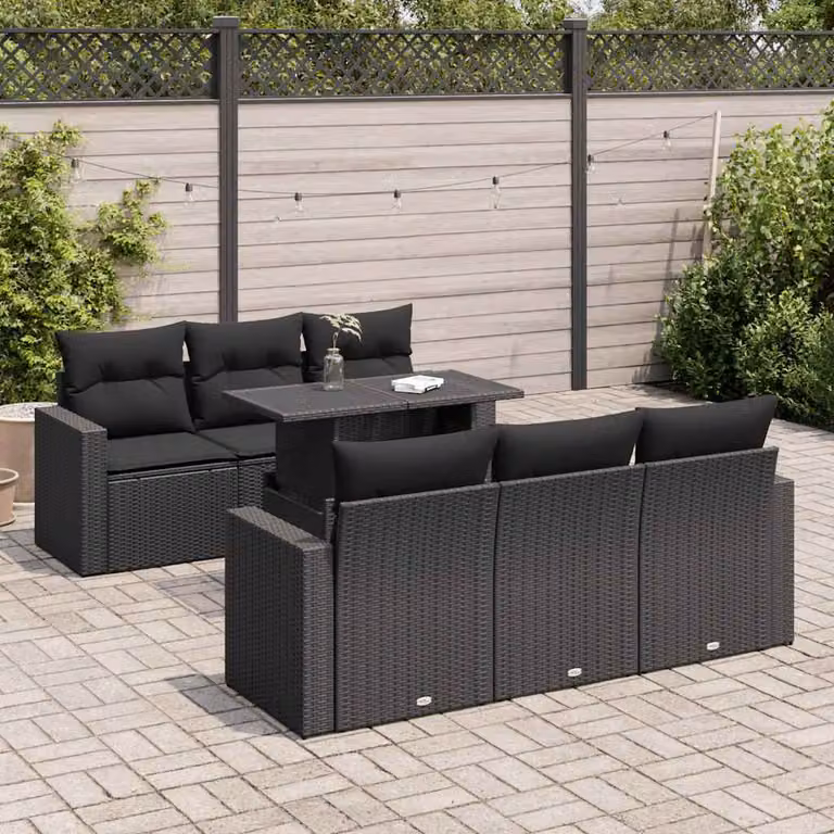 Maison Exclusive - Set Divani da Giardino con Cuscini 7pz Nero Polyrattan