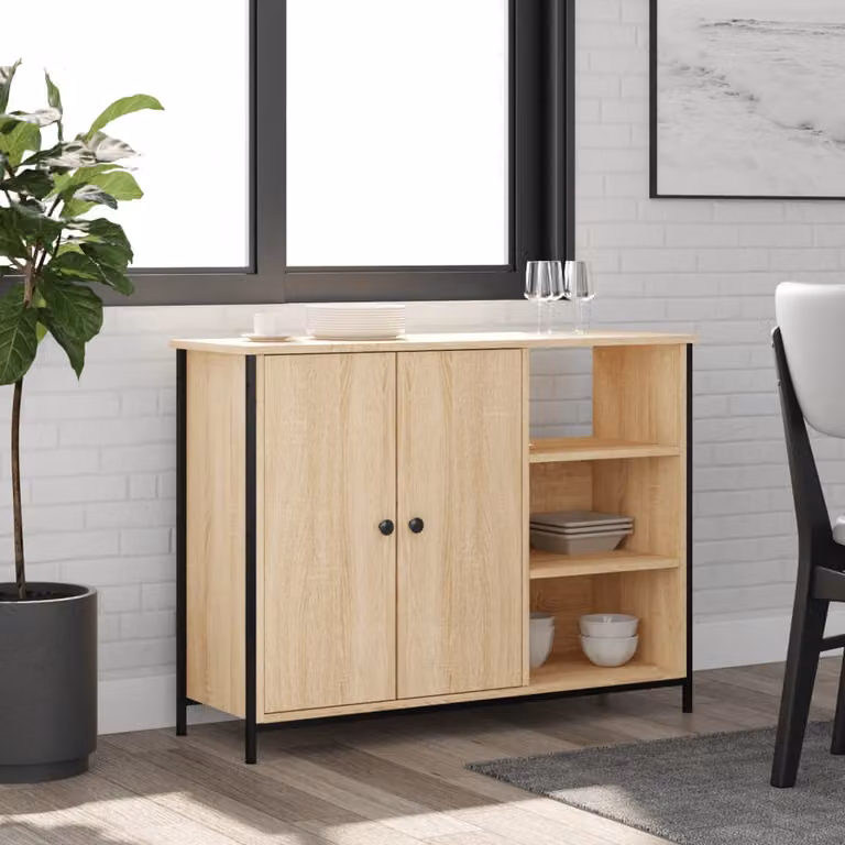Credenza vidaXL in Rovere Sonoma, L 100 x P 33 x H 75 cm