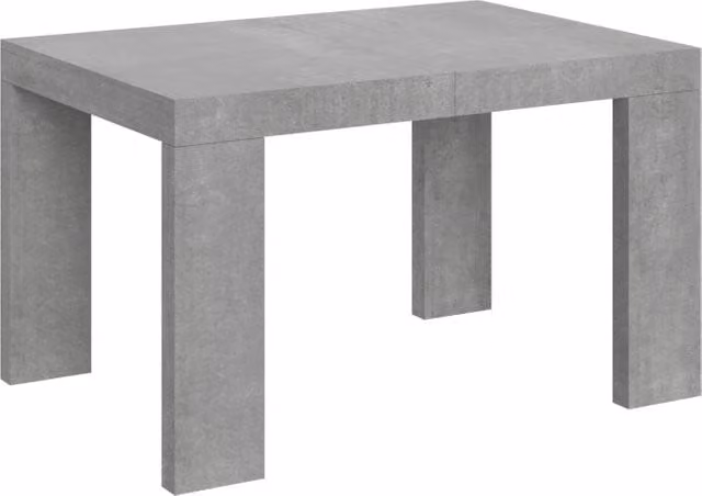 Tavolo allungabile moderno Roxel con piano rettangolare in finitura cemento grigio L/P/H: 90 x 130/390 cm
