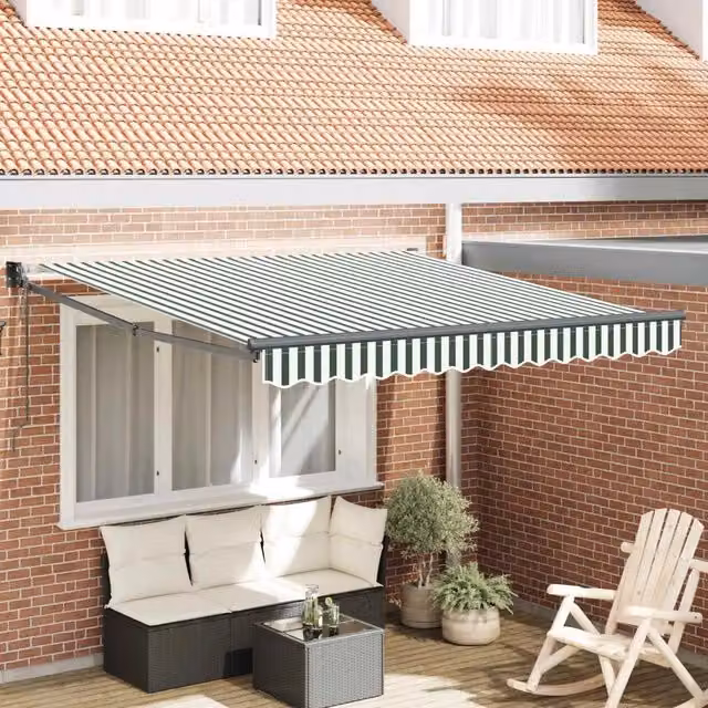 Tenda da Sole-Tenda parasole per Patio Verde e Bianco 300 x 250 x 165 cm Poliestere 816270