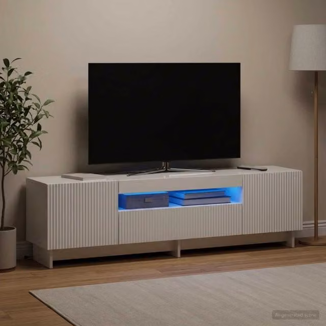 Mobile TV LED EDE 153 x 35 x 43 cm Bianco Lucido 896029