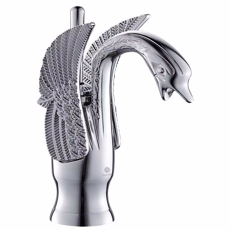 KRAN rubinetto lavabo swan retro argento cromo EMINA