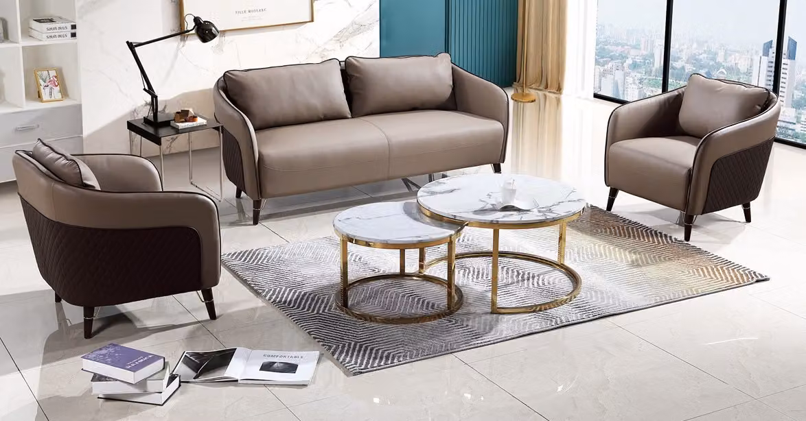 Sofagarnitur Büro Couch Polster Sofa Set 3+1+1 Leder Couchen Sofas Komplett