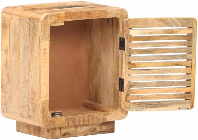 Comodino da notte Design Mania in legno massello di mango grezzo marrone L/P/H: 40 x 30 x 50 cm