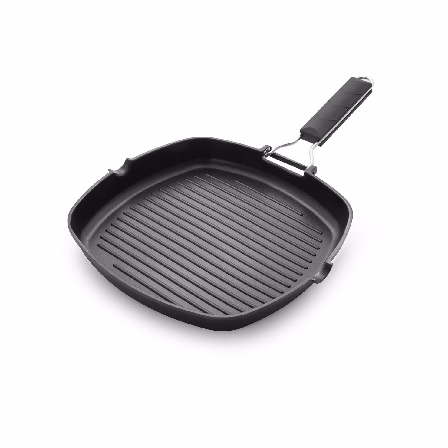 Bistecchiera KASANOVA in alluminio con rivestimento antiaderente e manico rimovibile, colore nero, L: 28 cm x P: 28 cm – 2