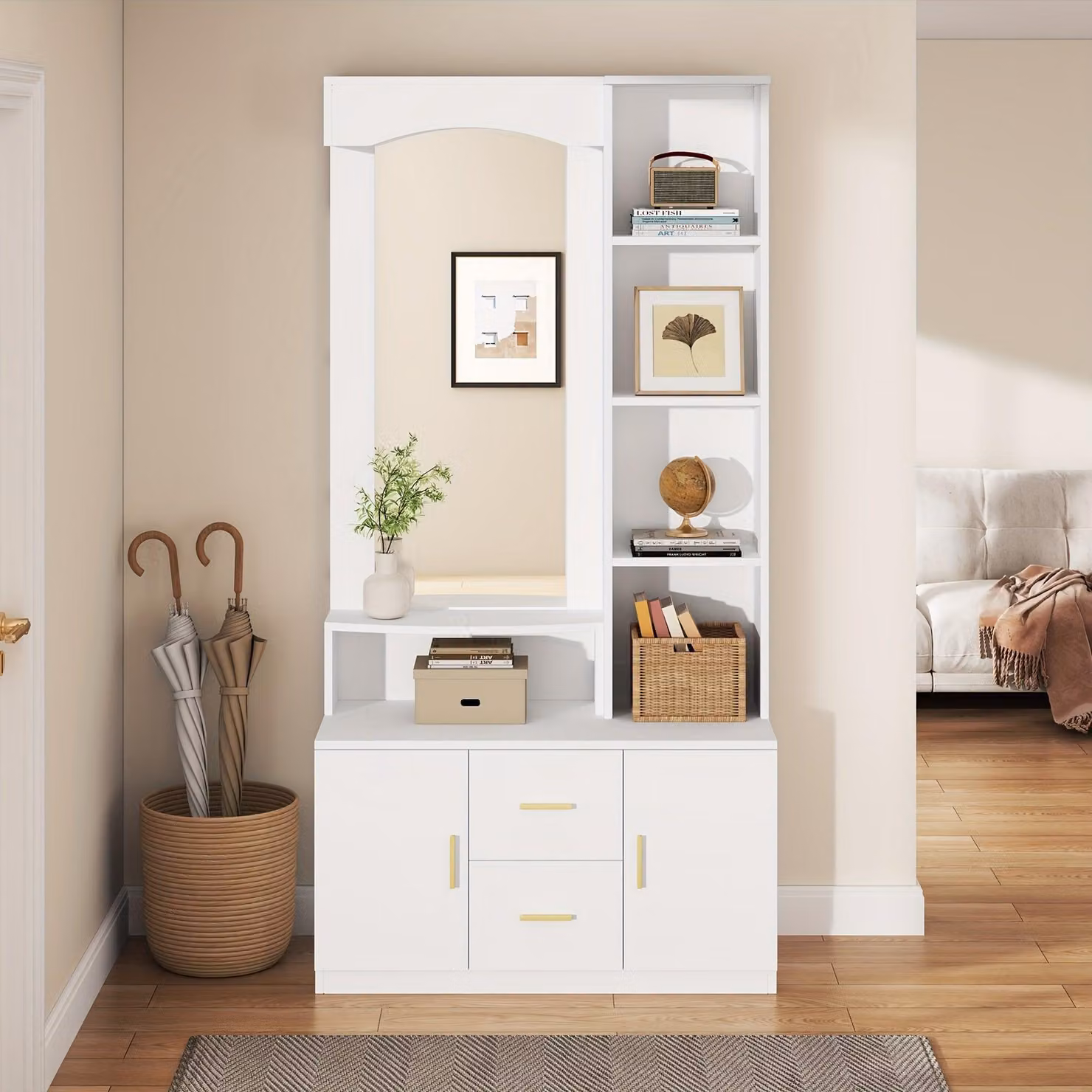 Tavolino in bambù - Design moderno e retrò - Leggero con ampio spazio di stoccaggio - Naturale
