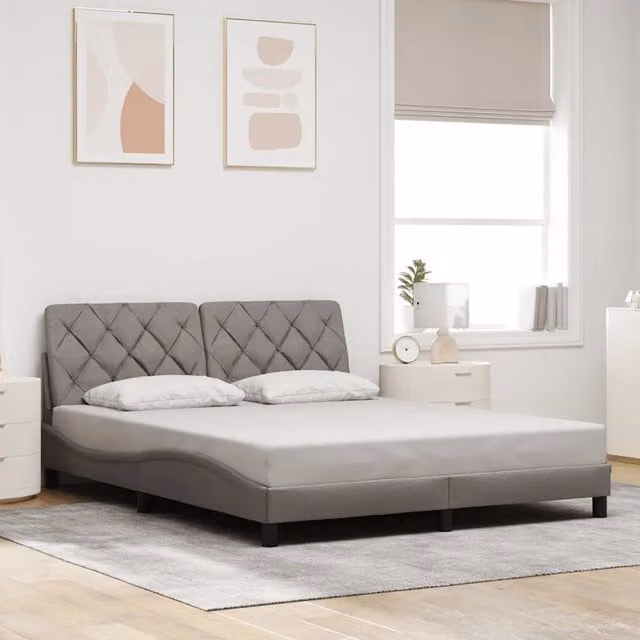 Giroletto senza Materasso-Struttura Letto Tortora 160x200 cm in Tessuto 916390
