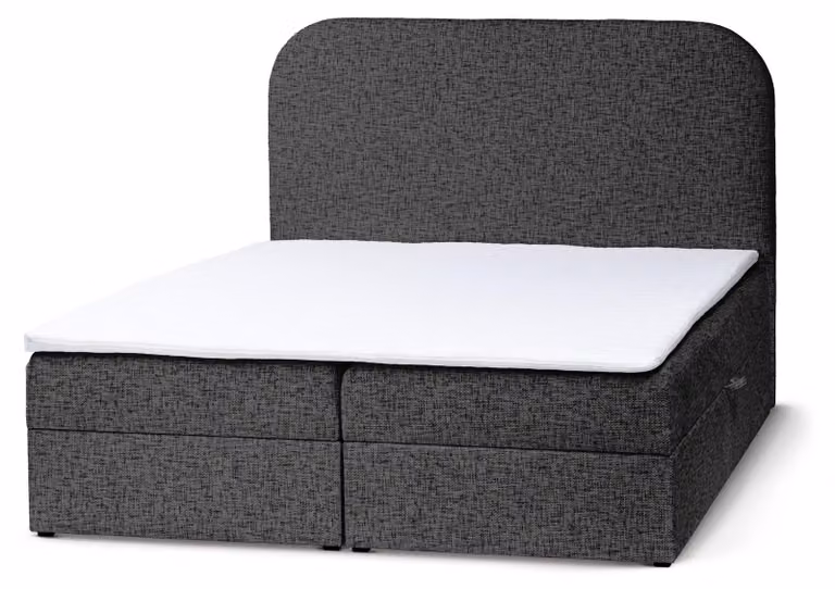 Letto con rete a molle Gory, finitura grafite affumicata, dimensioni 200 x 200 cm