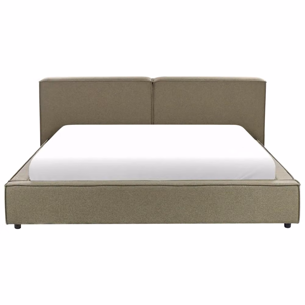 Letto matrimoniale classico Beliani imbottito in tessuto verde con struttura in legno e doghe piatte L/P/H: 180 x 200 x 242 cm – 2