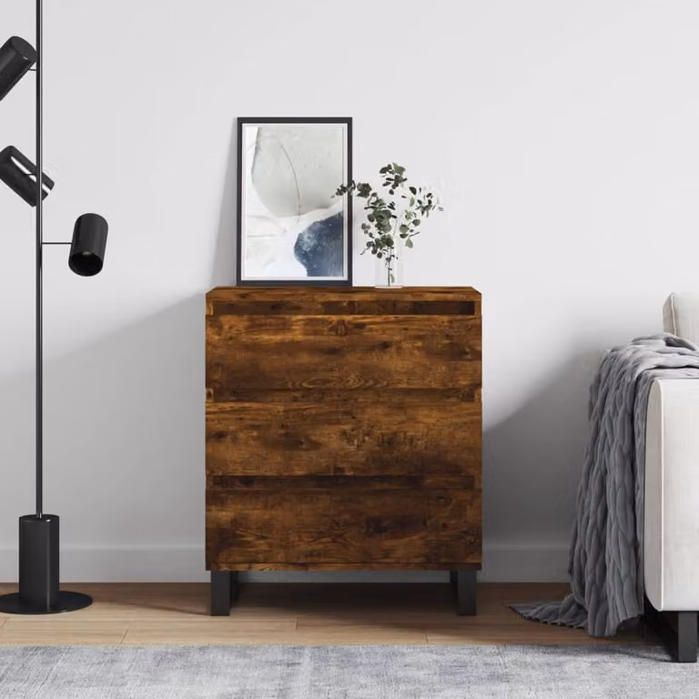 Credenza moderna vidaXL in legno multistrato color rovere fumo L: 60 cm, P: 35 cm, H: 70 cm