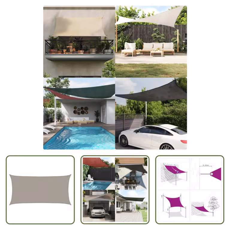 The Living Store Tenda da sole 160 g/m² Rettangolare Grigio chiaro 4x7 m HDPE