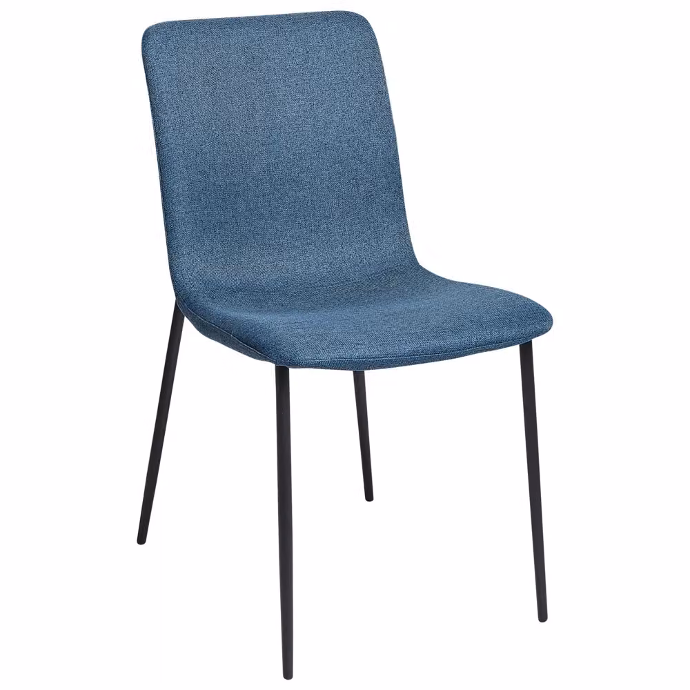 Set di 4 sedie da pranzo BELIANI in tessuto blu e nero con gambe in metallo nero opaco per cucina e sala da pranzo – 2