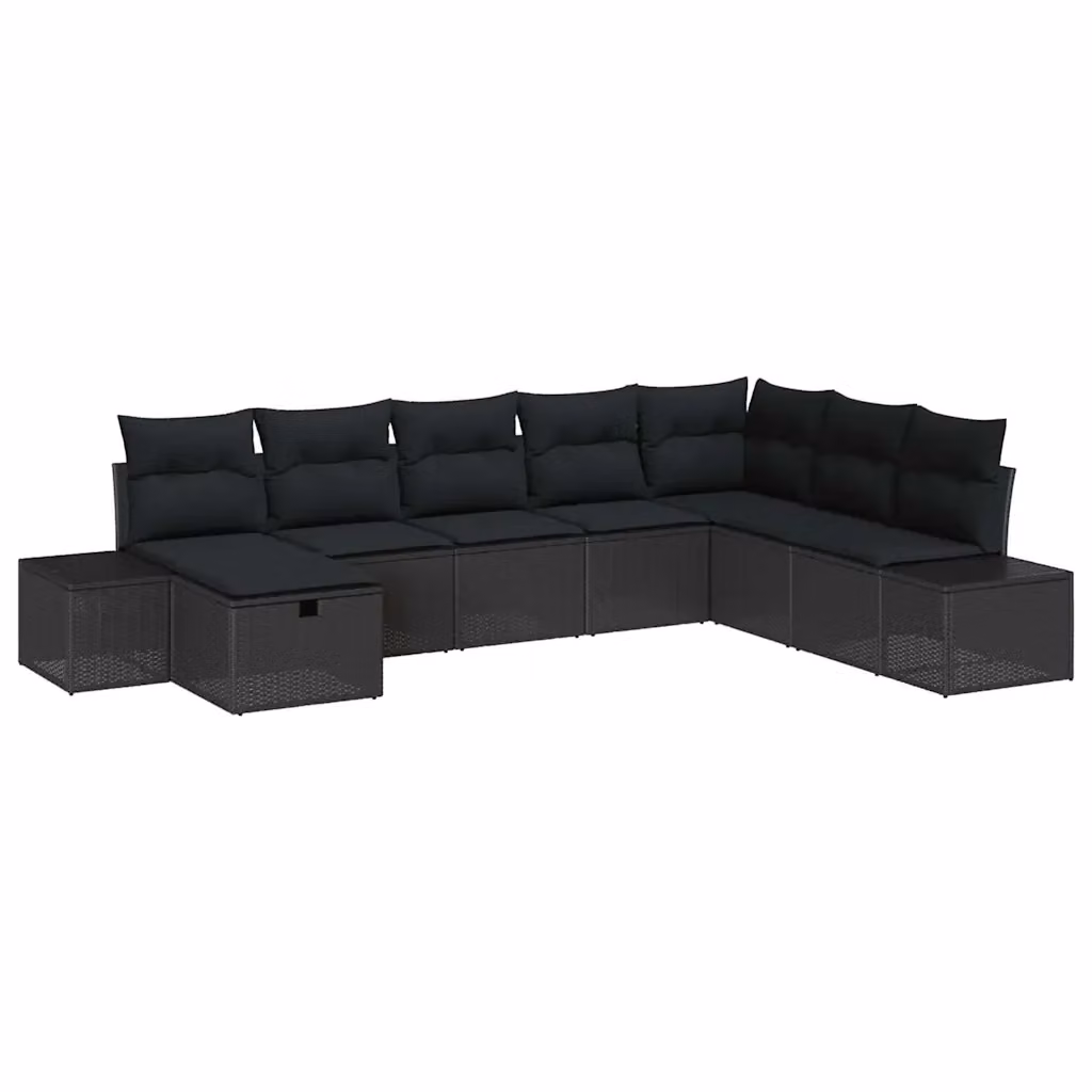 Set Divano da Giardino a L con Poltrona e Ottoman vidaXL, 8 Pezzi, Nero – 2