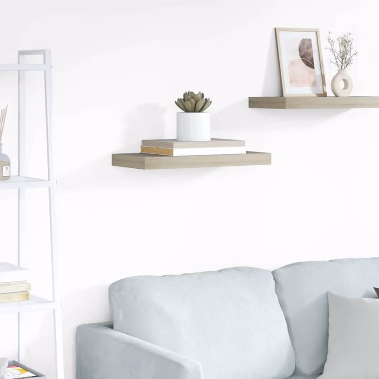 Scaffale a parete vidaXL in MDF e metallo, colore marrone, L: 50 cm, P: 23,5 cm, H: 7 cm
