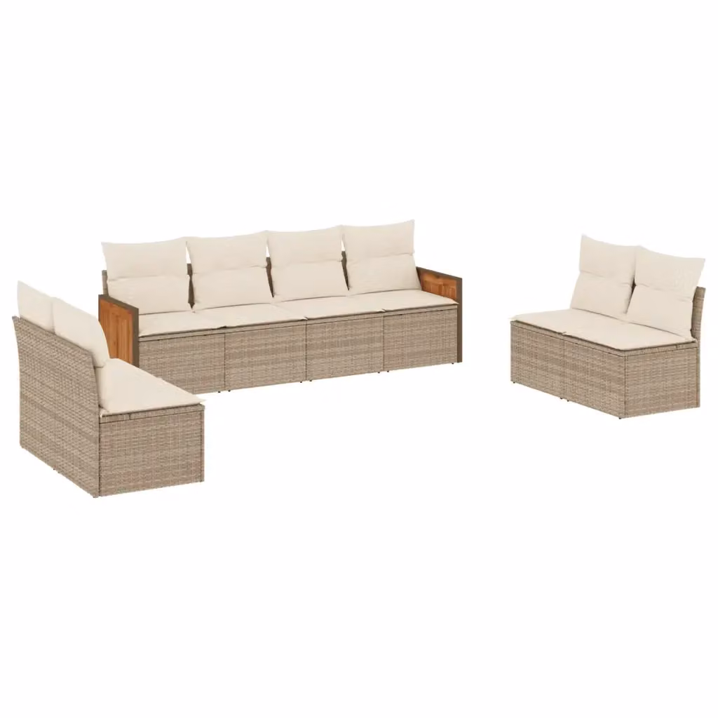 vidaXL Set Divano da Giardino 8 pz Moderno con Cuscini Beige e Struttura in Acciaio Verniciato a Polvere – 2