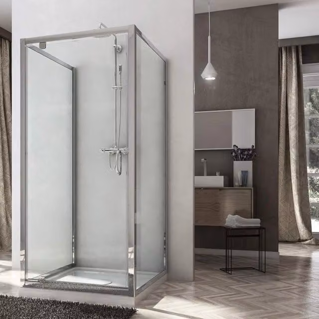 Box Doccia 3 Lati 75x80x75 cm 1 Anta Battente in Cristallo Trasparente 6mm H185 Fosterberg Koge Trio