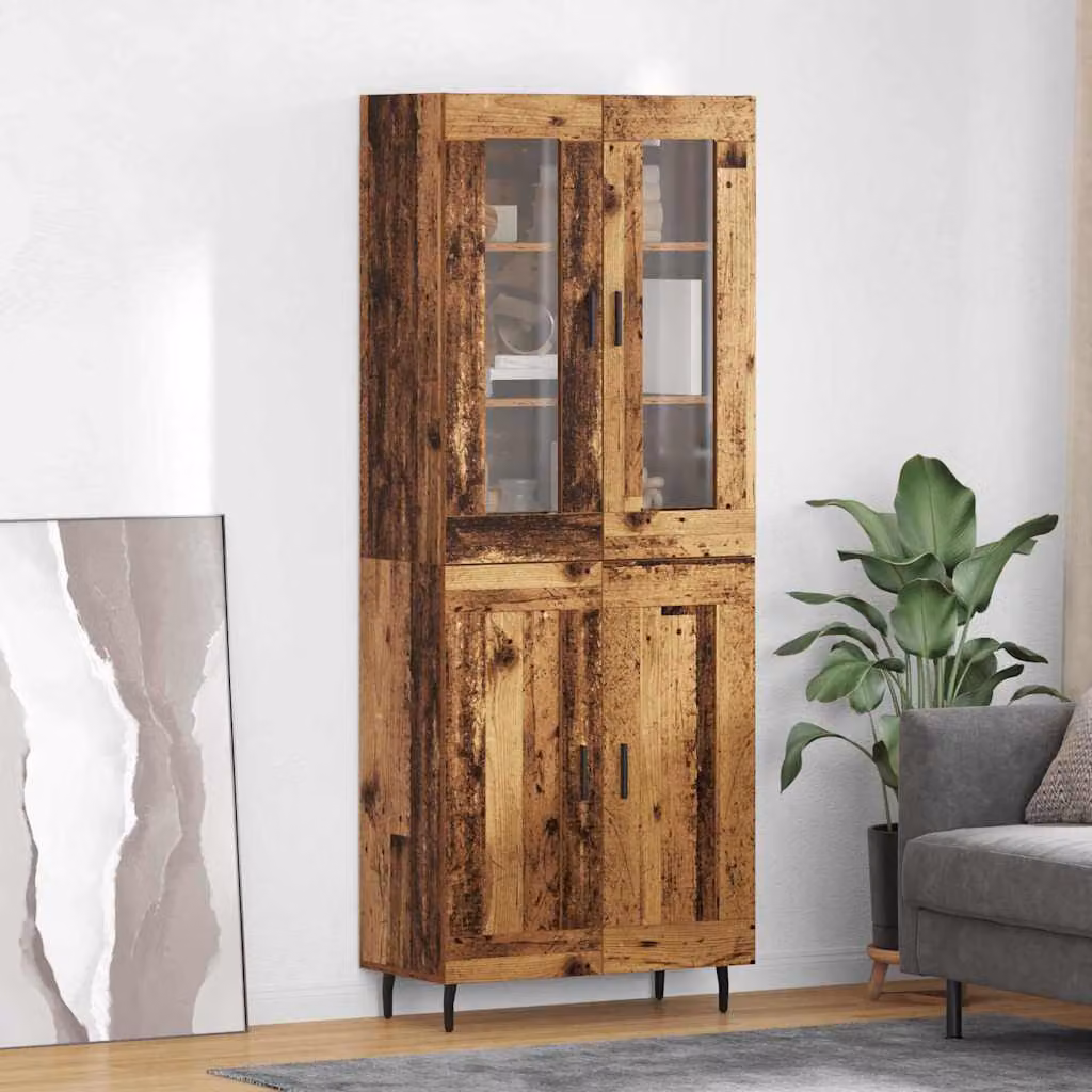 Set di 2 credenze vidaXL in legno vecchio marrone per soggiorno e sala da pranzo L: 69,5 cm, P: 34 cm, H: 180 cm