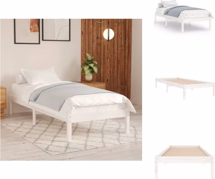vidaXL Letto in legno massiccio di pino bianco 90x200 cm - Letti e strutture letto