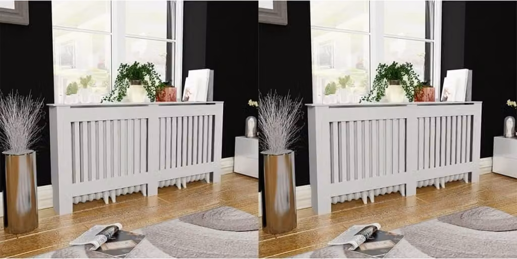 The Living Store Copriradiatore 2 pz. MDF bianco 172 cm