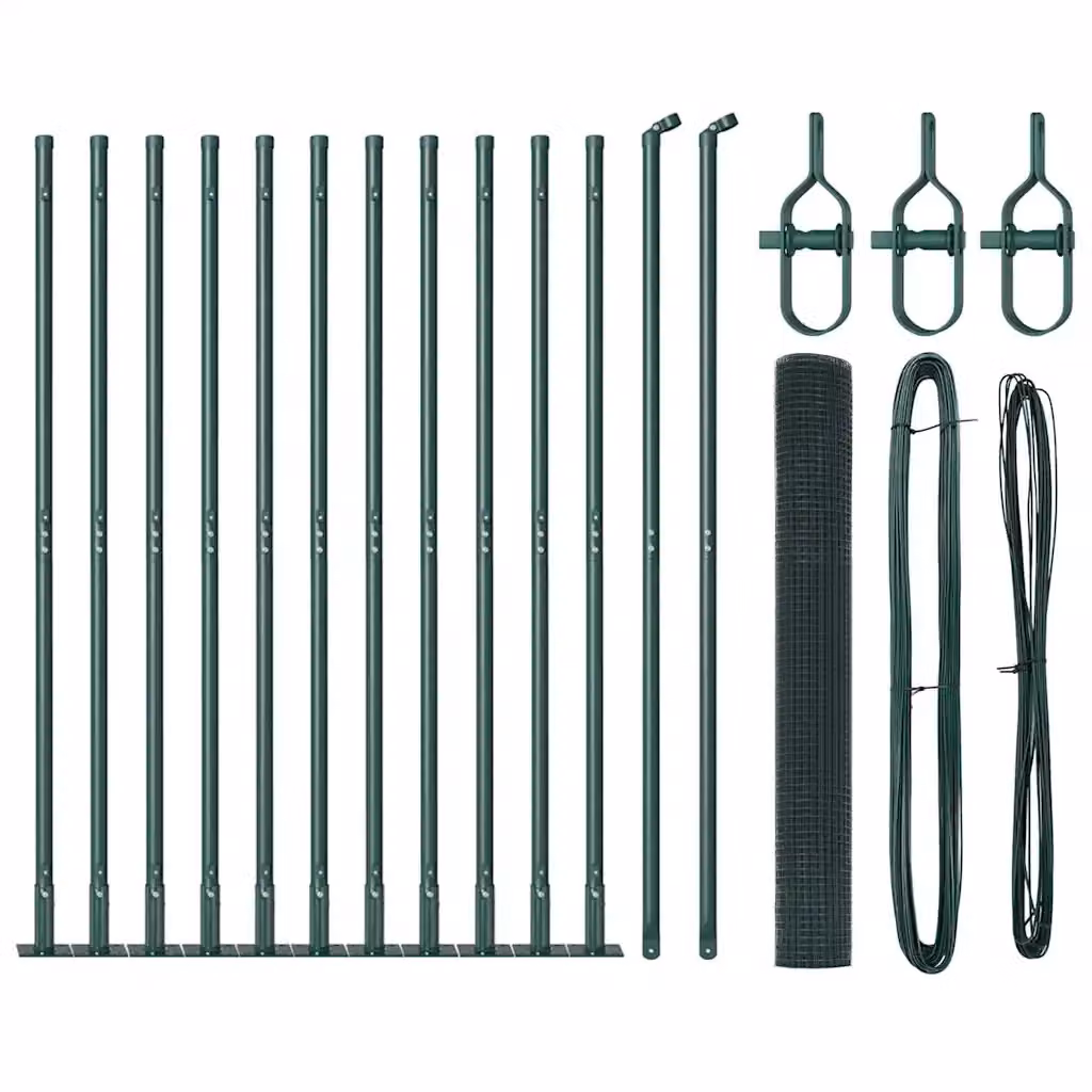 vidaXL Recinzione Metallica Verde con Base in Cemento 25 x 1 m – 2