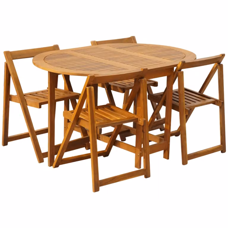 vidaXL Set da pranzo da giardino pieghevole in 5 pezzi, legno massello di acacia