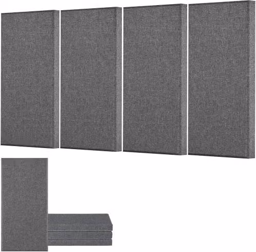 Pannelli Acustici Murali Fonoassorbenti Autoadesivi VEVOR in Fibra di Vetro, Set da 4 Pezzi, Grigio, L: 60 cm, P: 30 cm, H: 5 cm