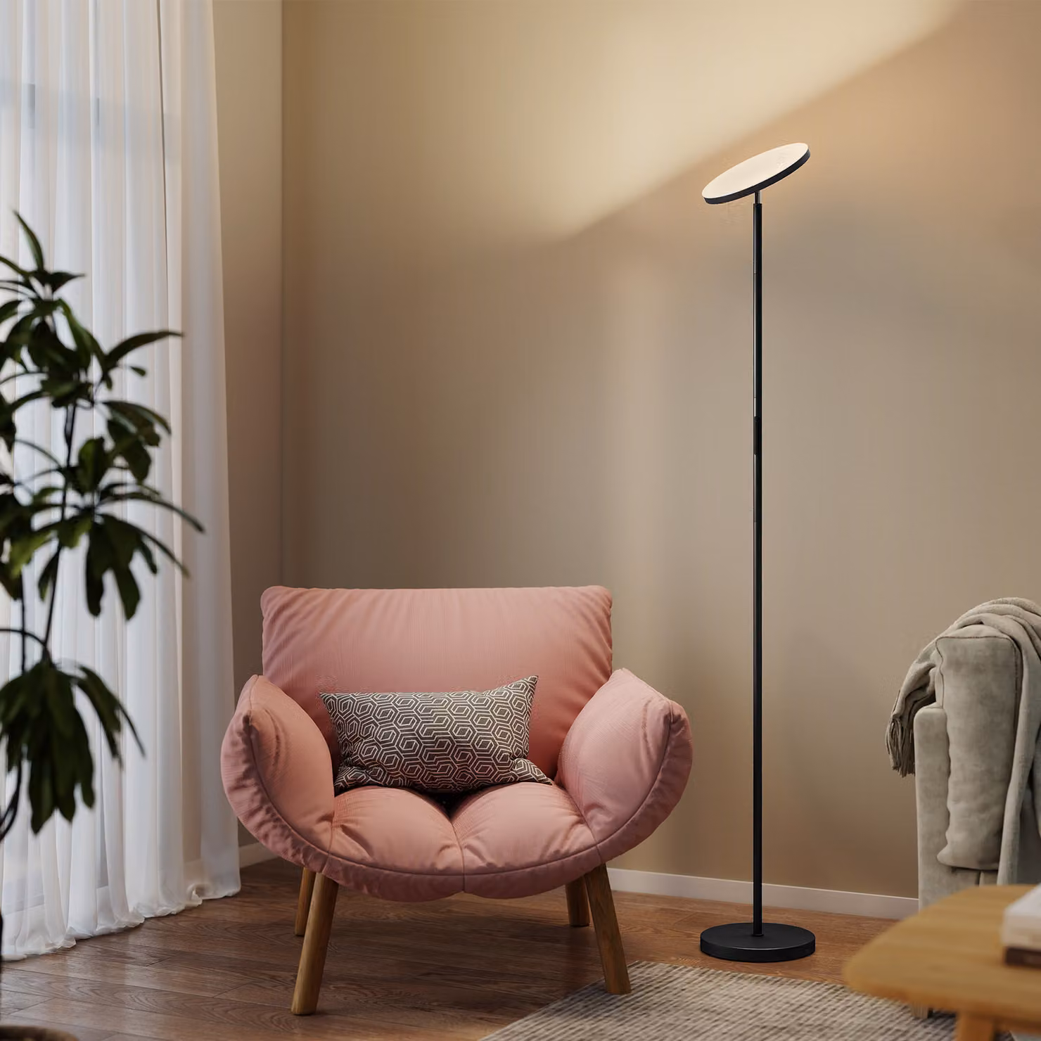 Lampada da terra uplighter RGB HOMCOM, lampada LED dimmerabile con telecomando, controllo touch e testa orientabile 350 gradi, colore nero – 2