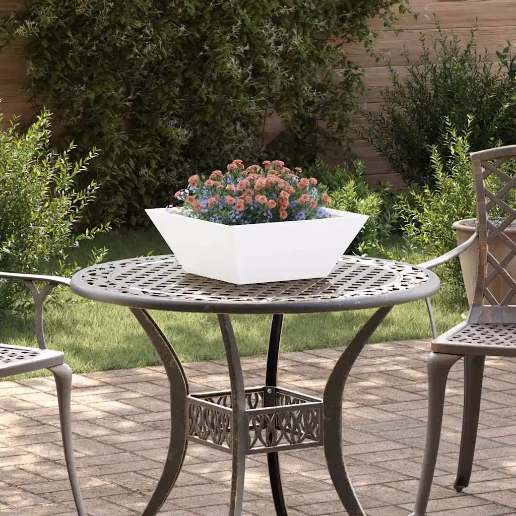 vidaXL Vaso da giardino in acciaio Bianco L/P/H: 40 x 40 x 15 cm