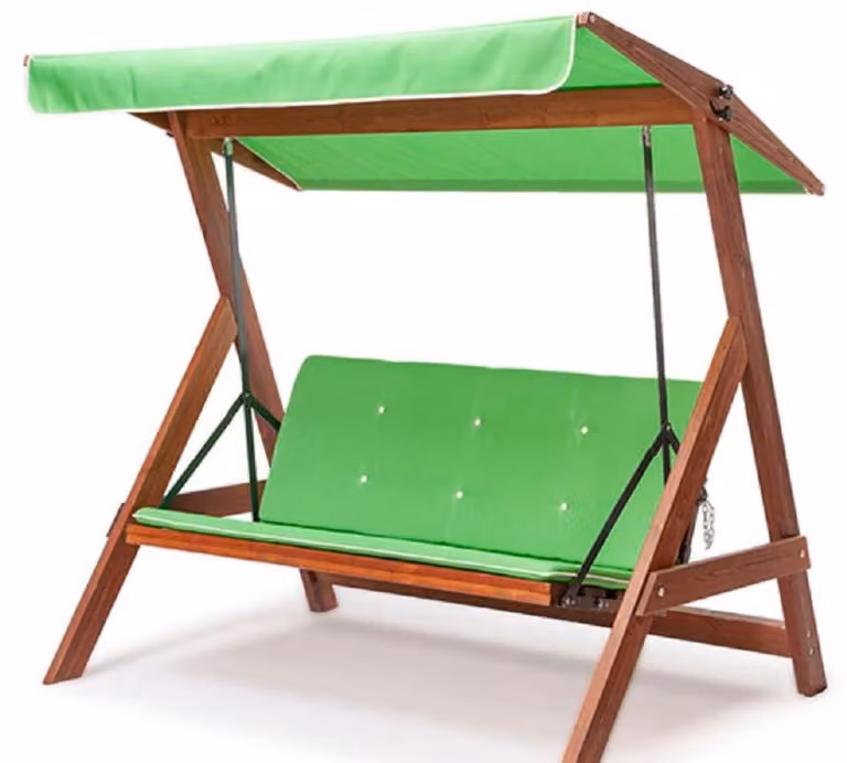Casa Padrino Luxury Hollywood Swing Verde chiaro / Marrone - Altalena da giardino in legno massiccio con tettuccio - Mobili da giardino - Mobili da giardino - Mobili da esterno - Mobili