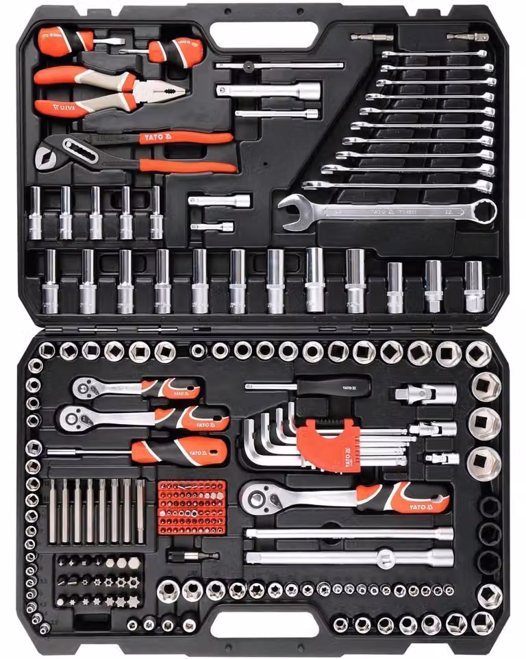 Set di chiavi a bussola YATO XXL, tipo 2, 225 pezzi, 1/2", 3/8", 1/4", set di utensili