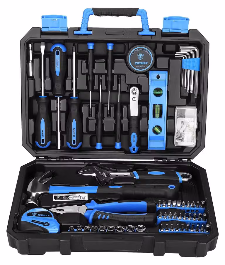 Set di 100 utensili con custodia, ideale per uso domestico e automobilistico