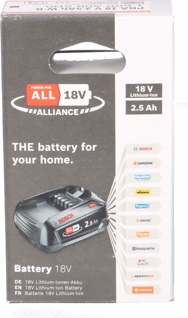 Bosch lithium-ion battery - 18 V 2.5 Ah - Li-ion - Long battery life - No memory effect
