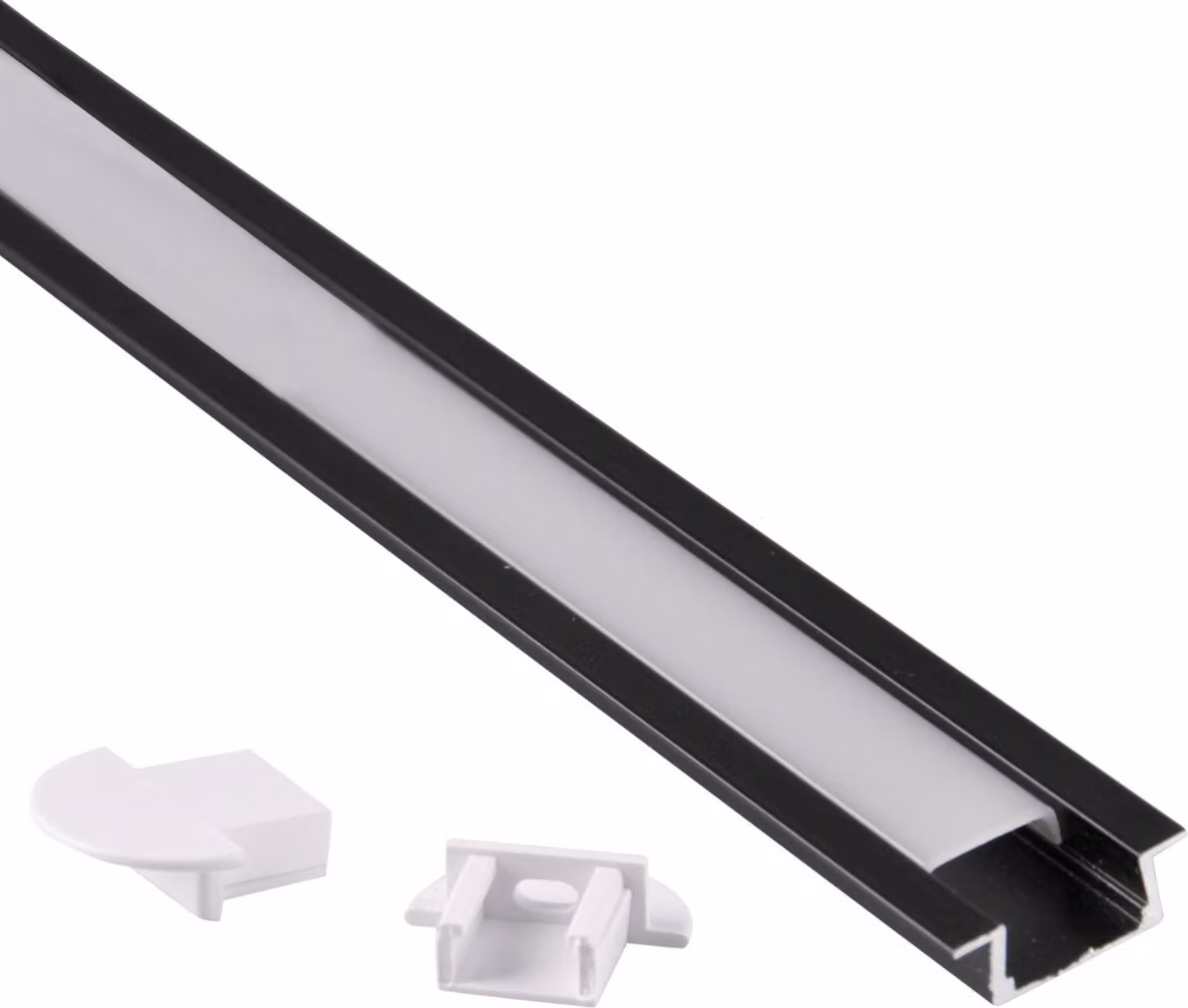 Set profilo da incasso in alluminio 1 m nero 316059 Polux