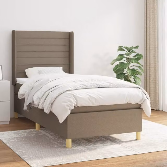 Giroletto a molle con materasso vidaXL in tessuto tortora, L/P/H: 90 x 190 cm – 1