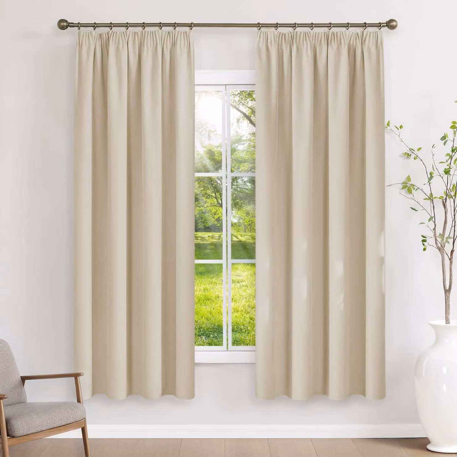 Tende avvolgibili termiche color beige chiaro, 140 x 175 cm, con sistema a pieghe - confezione da 2 pezzi