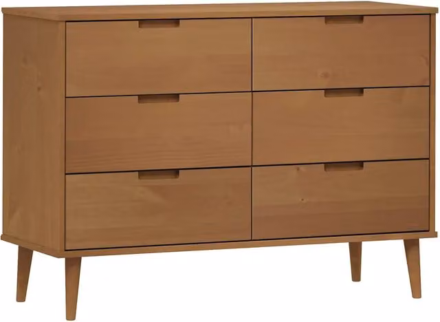 Cassettiera MOLDE Marrone 113x40x80cm in Legno Massello di Pino CFW9508877