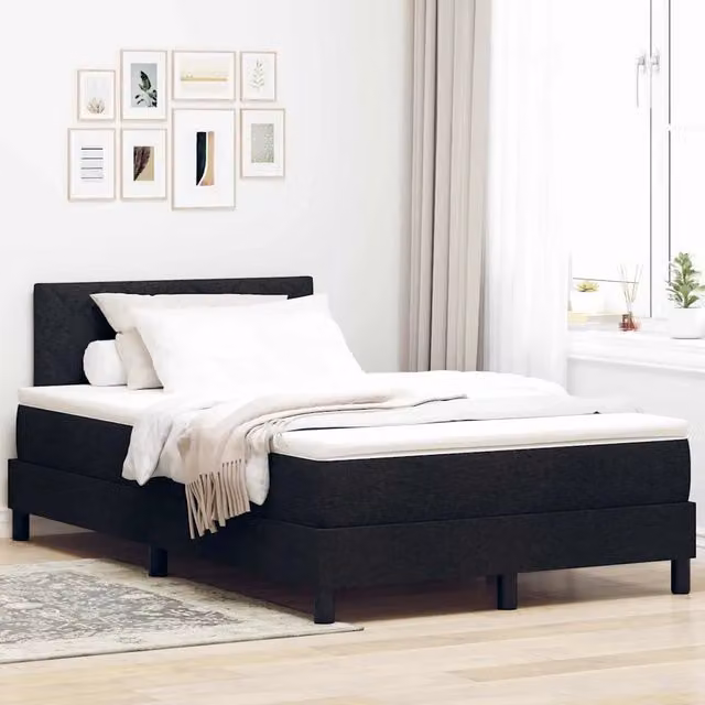 Letto a molle con cuscino Nero 120 x 200 cm Tessuto 3338757