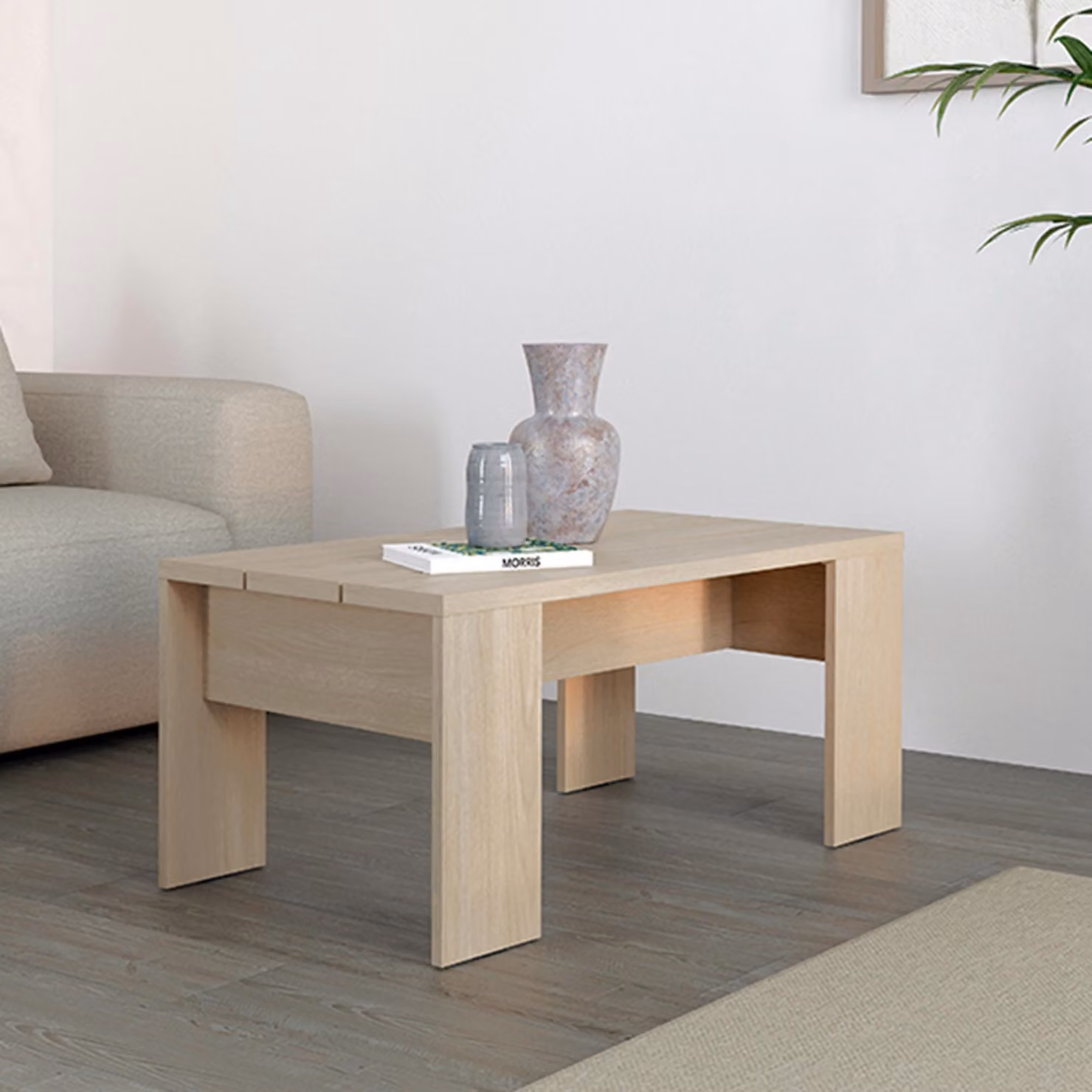 Riposto - Tavolino da Salotto, 90x50x43h cm Marrone Rovere, Forma Rettangolare