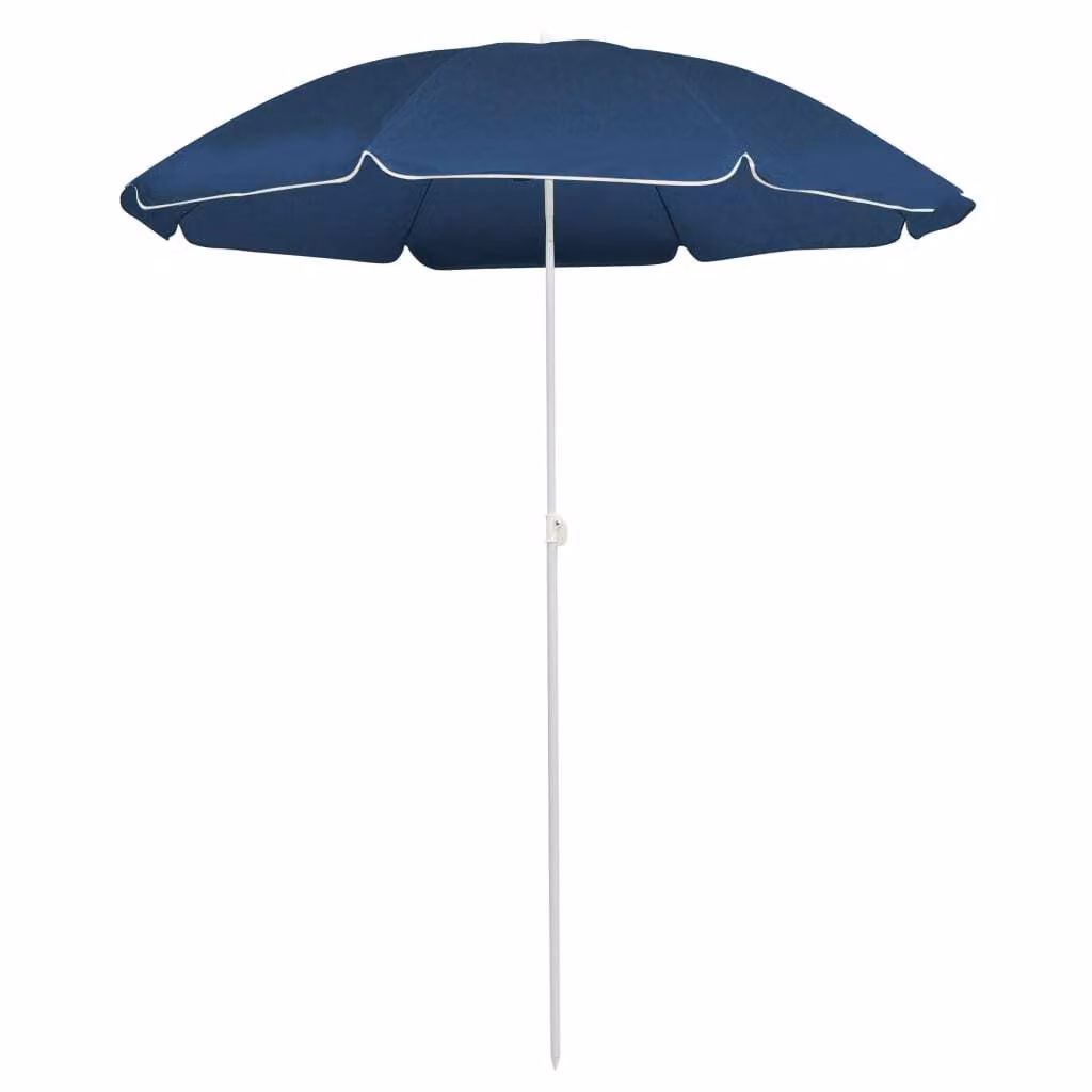 The Living Store Ombrellone con palo in acciaio blu 180 cm