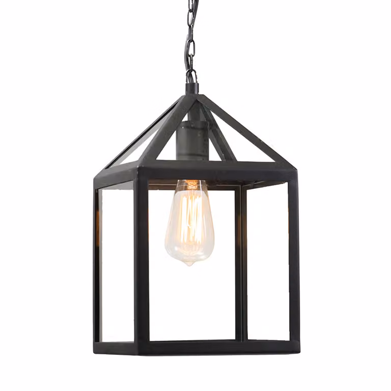 Lampada a sospensione industriale da esterno, nera, Amsterdam