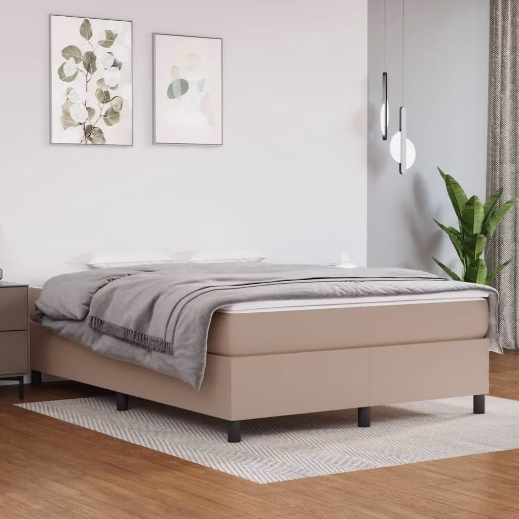 Maison Exclusive - Giroletto a Molle con Materasso Cappuccino 140x190cm Pelle finta