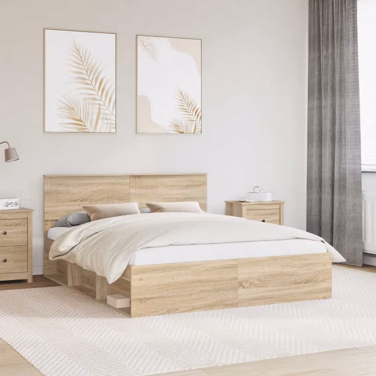 Struttura del letto vidaXL in pino massello e legno, colore marrone, L 160 cm x P 200 cm