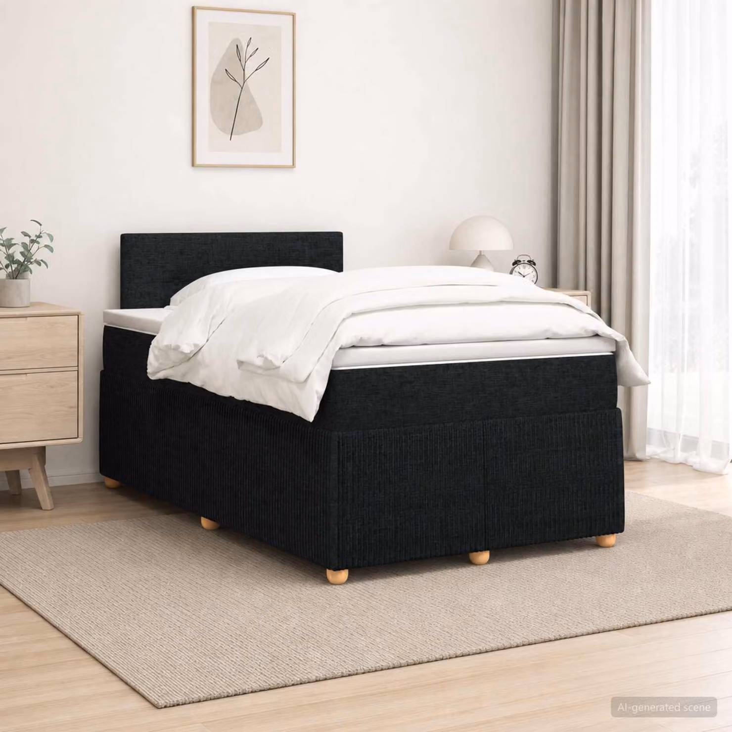 Maison Exclusive - Letto boxspring con materasso nero 120 x 200 cm Tessuto