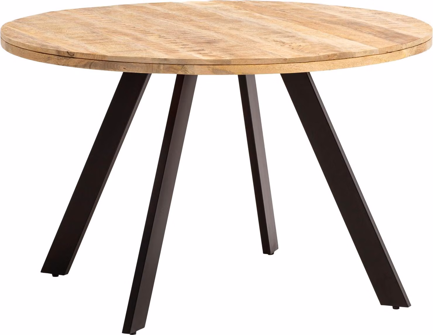 WOHNLING tavolo da pranzo 120x120x76 cm tavolo da pranzo in legno massiccio di mango tavolo da cucina moderno massiccio con gambe in metallo tavolo da pranzo in legno rotondo