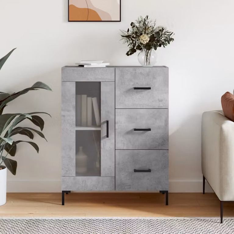 Credenza vidaXL Grigio Cemento in Legno Multistrato, L/P/H: 69,5 x 34 x 90 cm