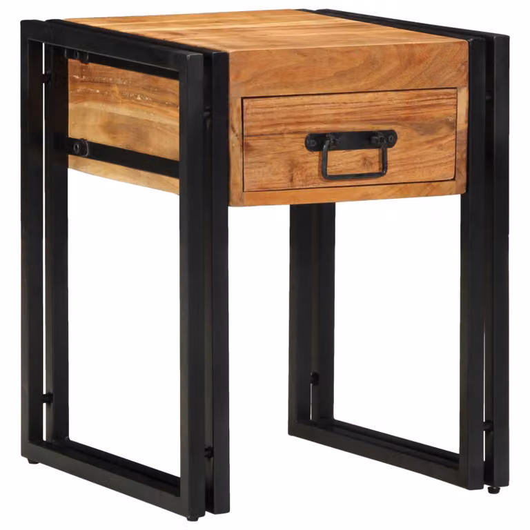 vidaXL Tavolino con cassetto in legno di acacia massello, L/P/H: 40 x 40 x 50 cm