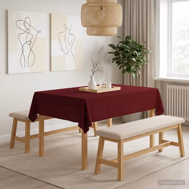Tovaglia da tavolo rettangolare vidaXL in poliestere rosso, idrorepellente e antimacchia, L: 140 cm x P: 180 cm