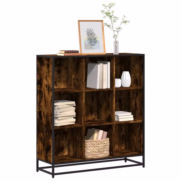 Libreria industrial vidaXL in legno e metallo color marrone, L 97,5 x P 33 x H 107,5 cm